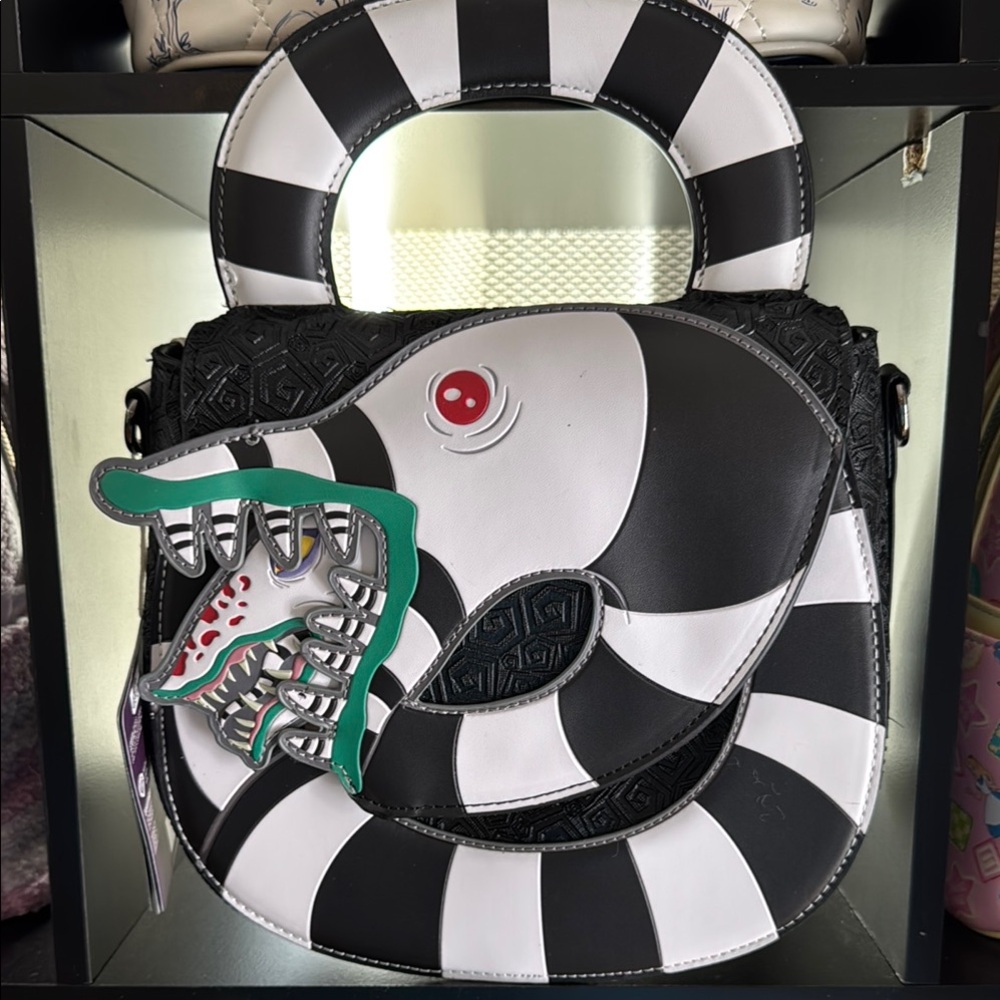 Loungefly Black and White Striped Backpack